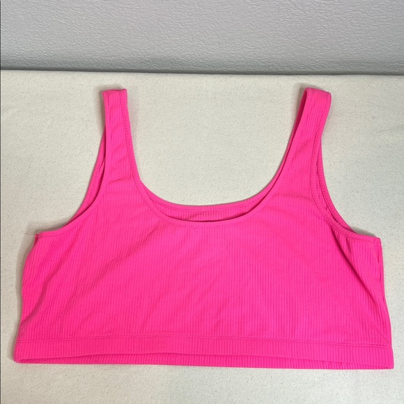 Express Ribbed Scoop Neck Crop Tank – Hot Pink – Size XL - Picture 2 of 4